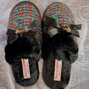 Juicy Couture Black and Red Slippers